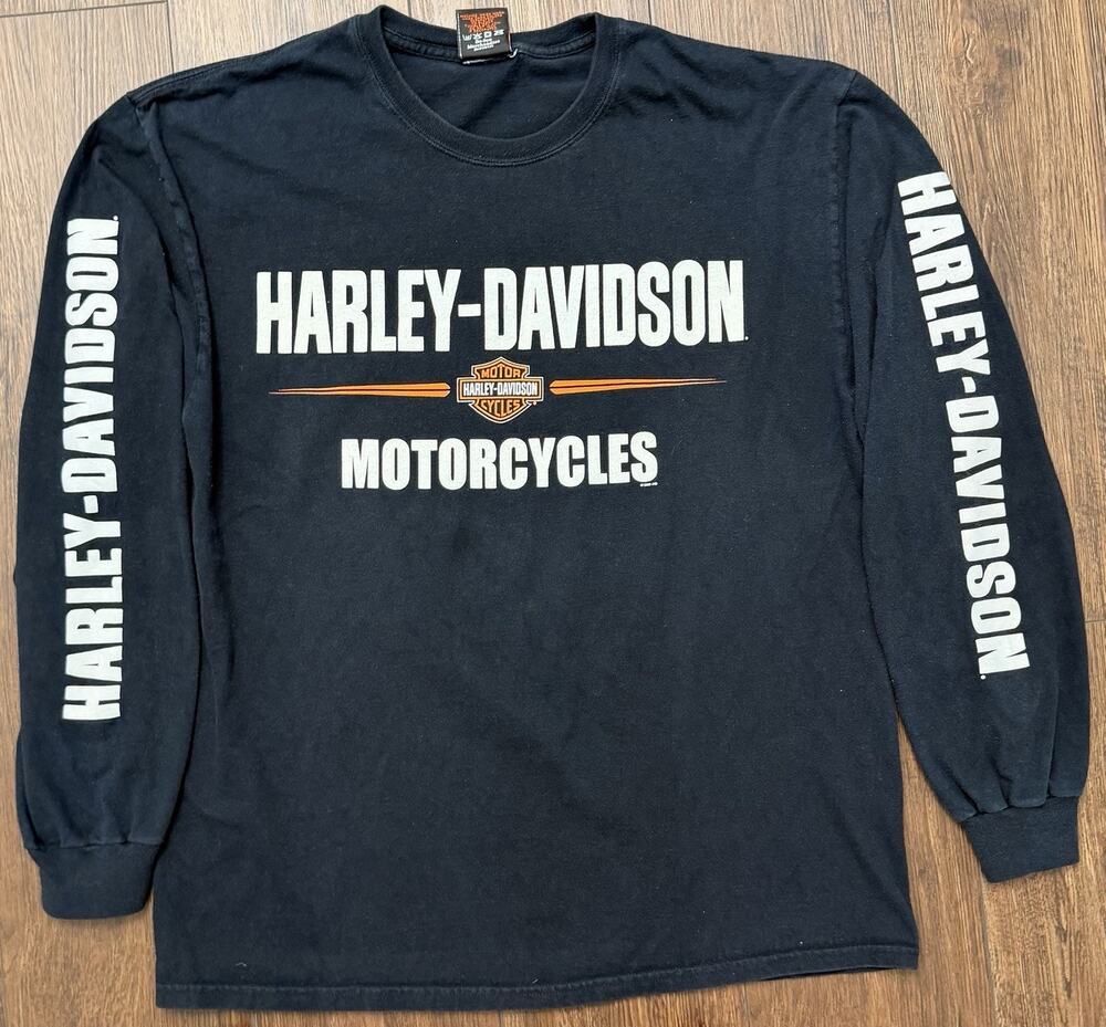 Harley Davidson Long Sleeve T Shirt New Bern NC Biker Motorcycle Graphic Mens L